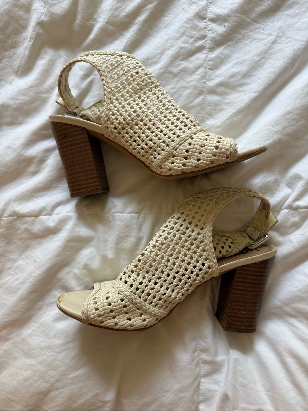 Sam Edelman Woven Slingback Heels - Cream